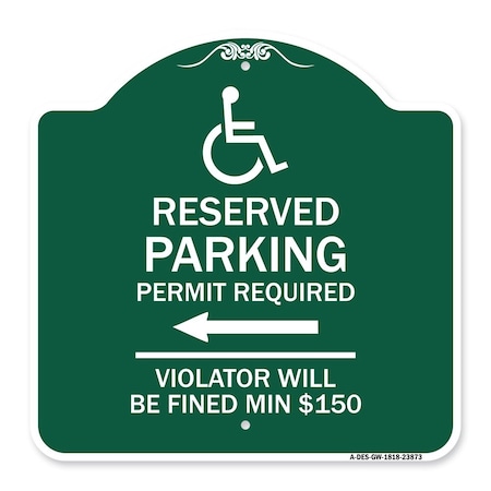 Signmission Modern Isa Connecticut Reserved Parking Permit Required Violators Fin Alum, 18" x 18", GW-1818-23873 A-DES-GW-1818-23873